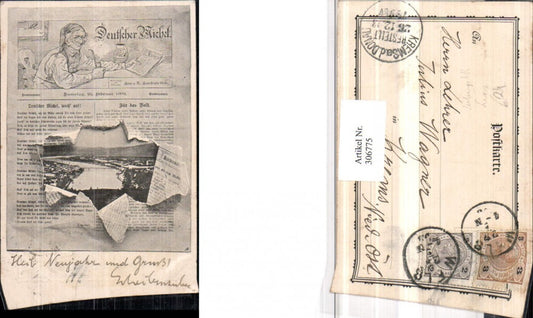 306775,Zeitung AK Februar 1902 Linz an d. Donau Totale Deutscher Michel Text