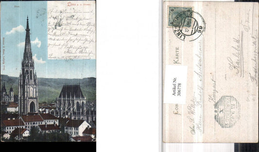 306778,Linz an d. Donau Dom Kirche Bahnpost Zug 99