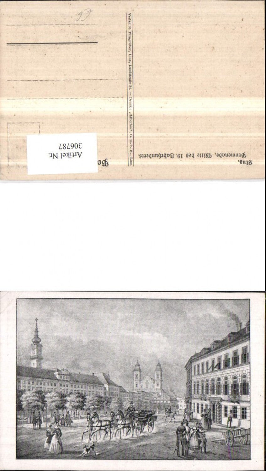 306787,Künstler AK Linz an d. Donau Promenade 19. Jahrhundert Straßenansicht Kutsche