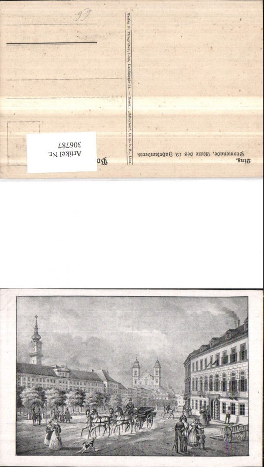 306787,Künstler AK Linz an d. Donau Promenade 19. Jahrhundert Straßenansicht Kutsche