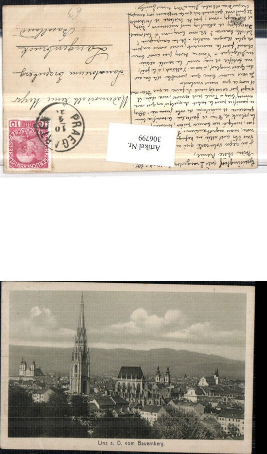 306799,Linz an d. Donau Teilansicht Kirche vom Bauernberg