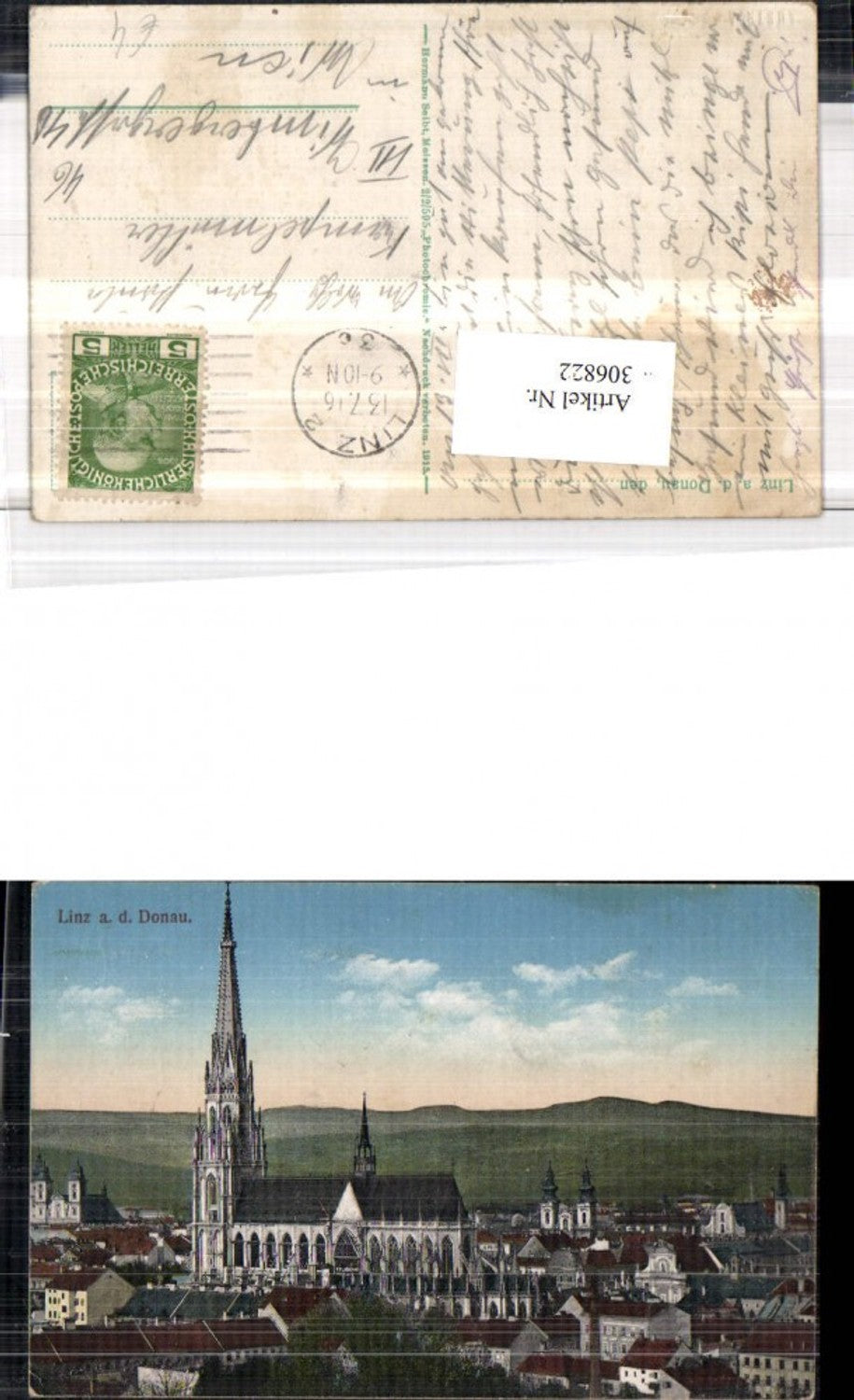306822,Linz an d. Donau Teilansicht m. Dom Kirche