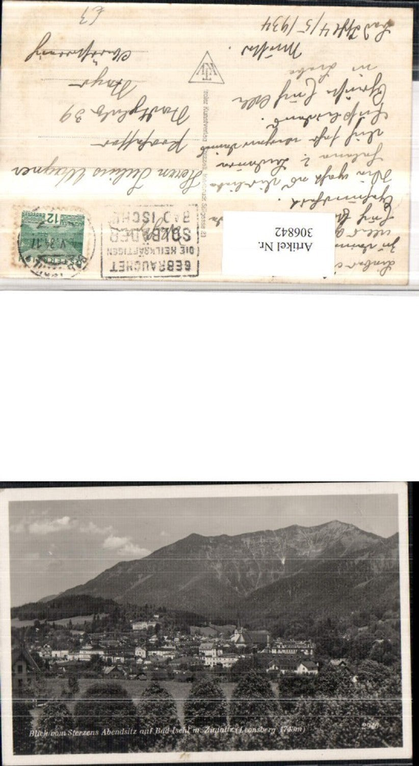 306842,Blick vom Sterzens Abedsitz auf Bad Ischl Totale m. Zimnitz Bergkulisse