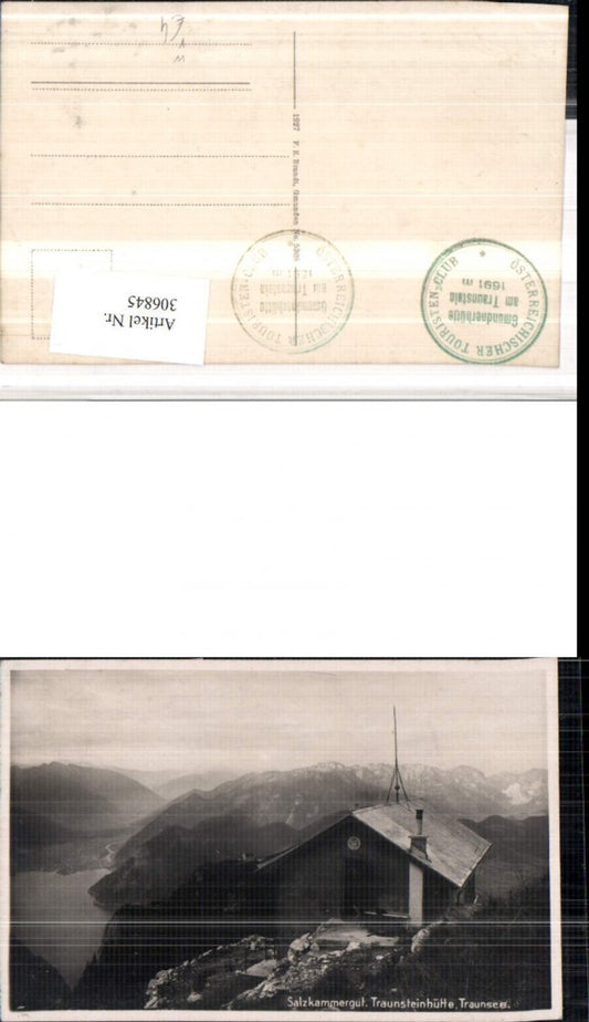 306845,Traunsteinhütte Berghütte b. Gmunden m. Traunsee Bergkulisse pub F. E. Brandt 5308