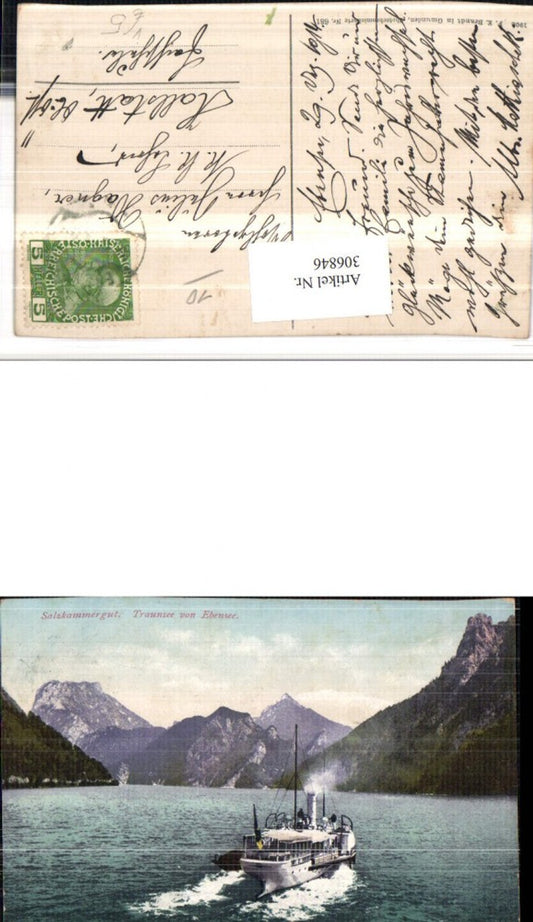 306846,Traunsee See von Ebensee Dampfer Bergkulisse pub F. E. Brandt 681