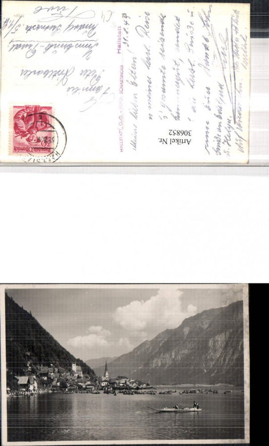 306852,Hallstatt Totale Fronleichnamsprozession Ruderboote Boote