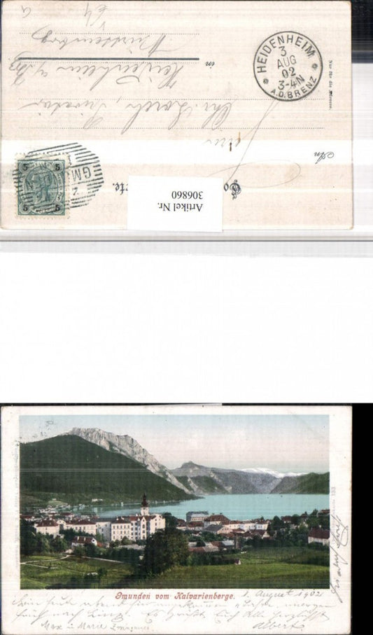 306860,Gmunden Totale vom Kalvarienberg Bergkulisse pub F. E. Brandt 133