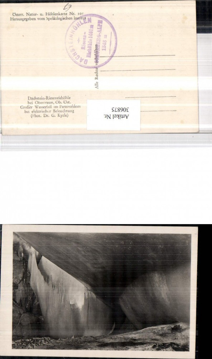 306875,Dachstein Rieseneishöhle b. Obertraun Großer Wasserfall im Parzivaldom