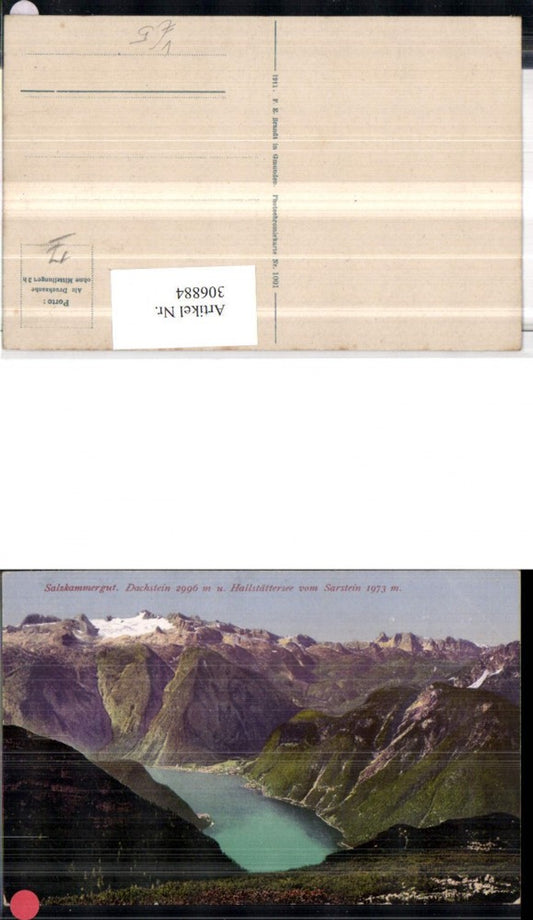 306884,Dachstein u. Hallstättersee vom Sarstein b. Bad Goisern pub F. E. Brandt 1001