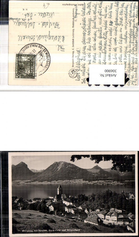 306900,St. Wolfgang Totale m. Sparber Pieckwand u. Wieslerhorn Bergkulisse