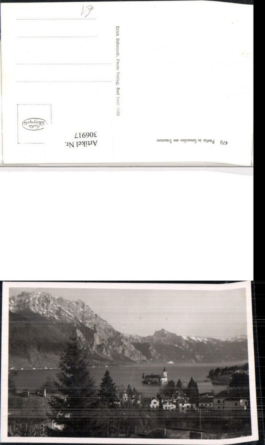 306917,Gmunden am Traunsee Teilansicht Schloss Orth Ort Bergkulisse