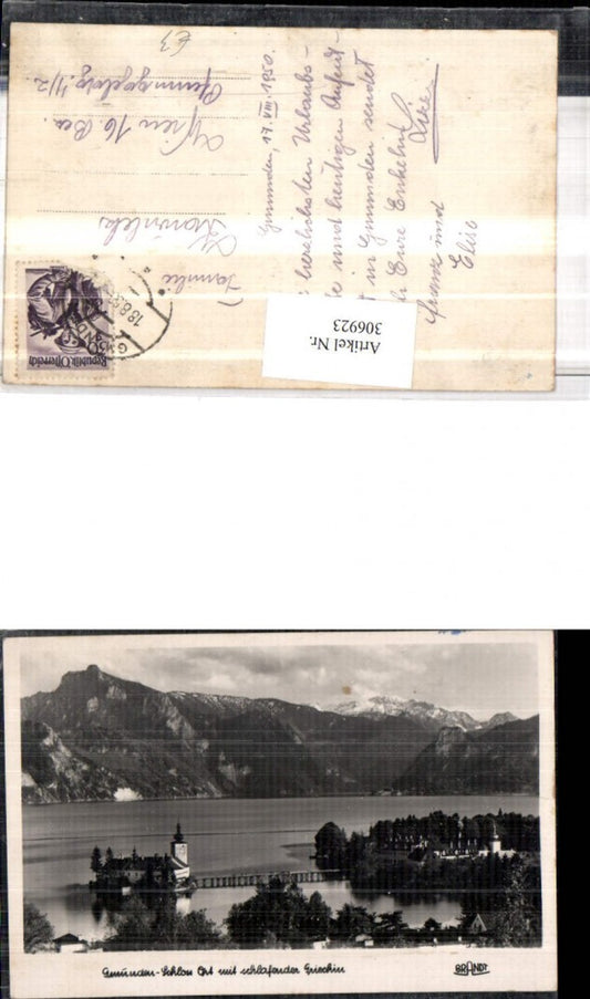 306923,Gmunden Schloss Ort Orth m. Schlafender Griechin Bergkulisse pub Brandt