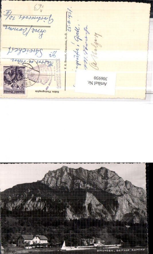 306930,Gmunden Gasthof Ramsau Dampfer Bergkulisse pub F. E. Brandt 11350