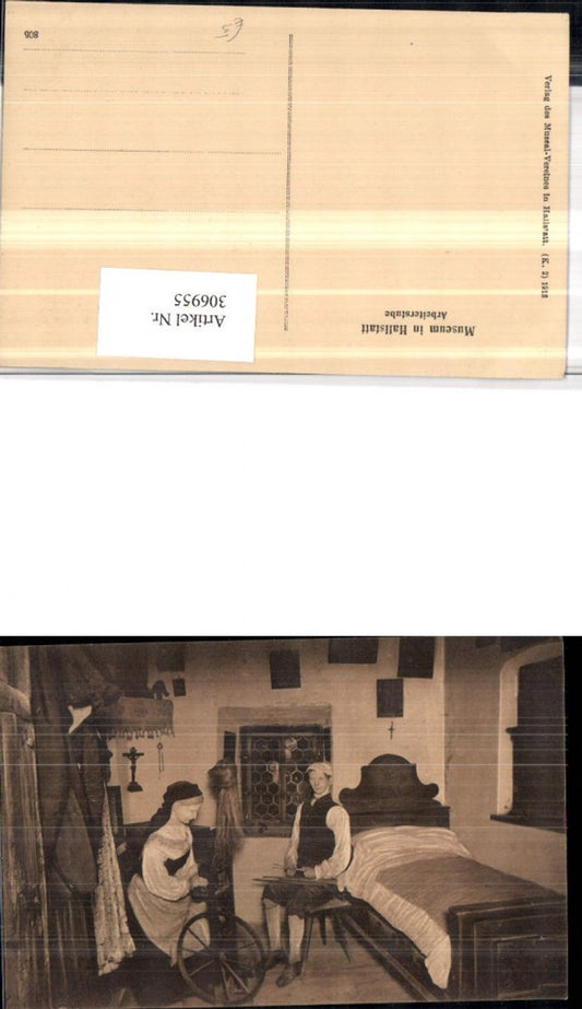 306955,Hallstatt Museum Arbeiterstube Puppen Spinnrad Bett