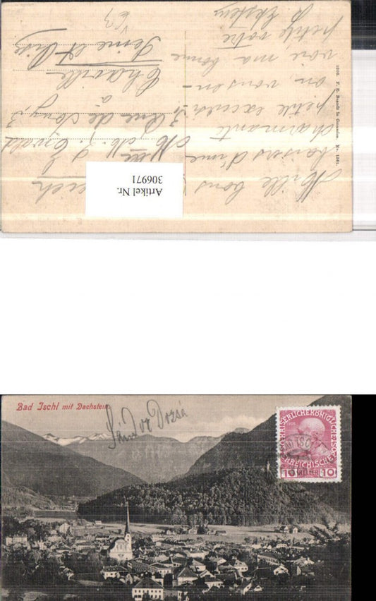 306971,Bad Ischl Totale m. Dachstein Bergkulisse pub F. E. Brandt 1561