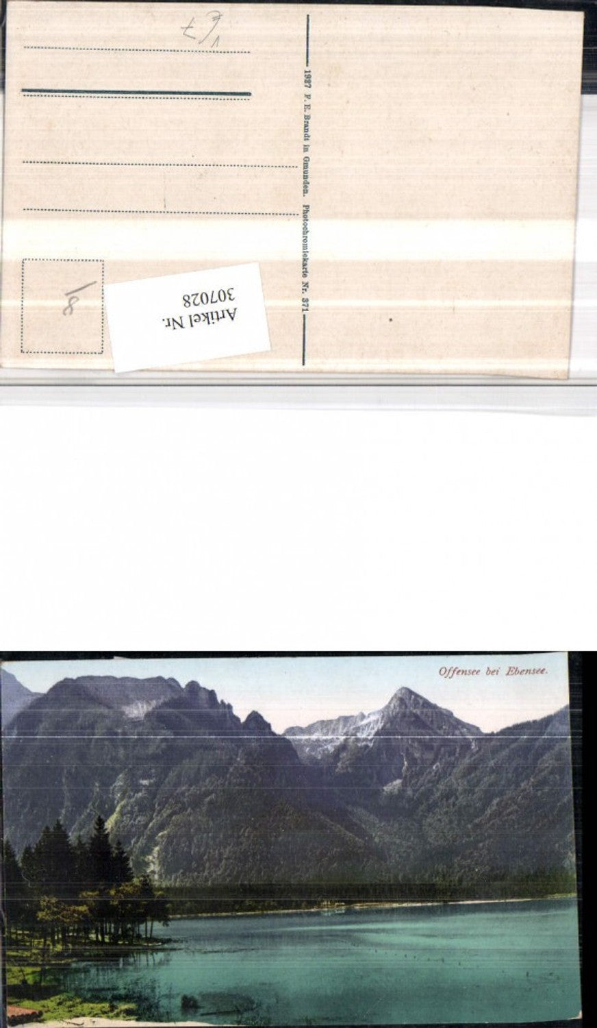 307028,Offensee See b. Ebensee Bergkulisse pub F. E. Brandt 371