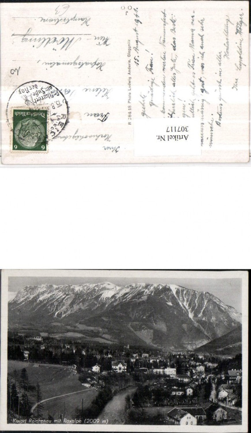 307117,Reichenau Totale m. Raxalpe Bergkulisse