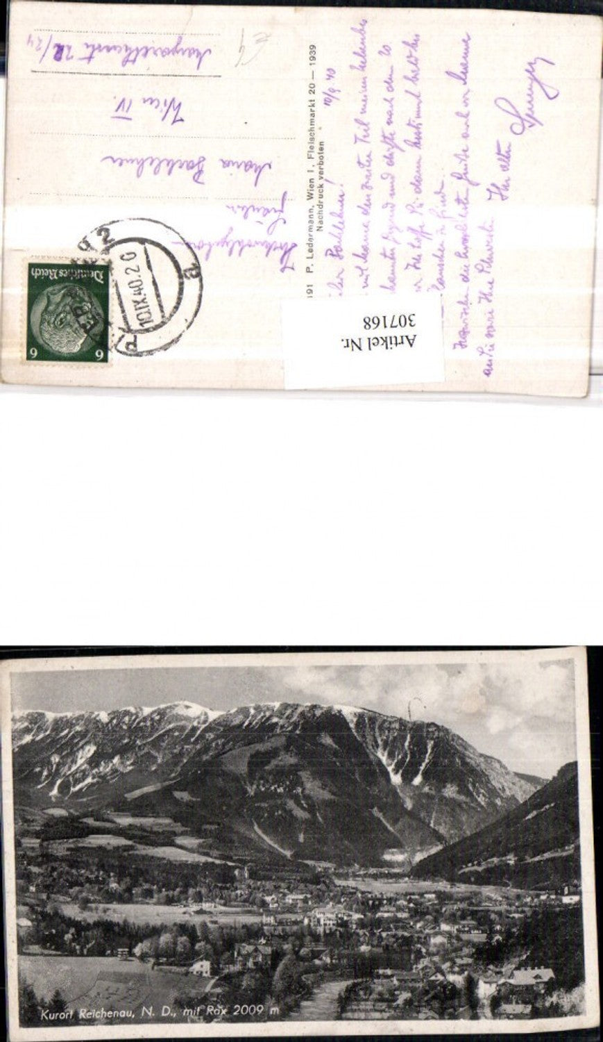 307168,Reichenau Totale m. Rax Bergkulisse
