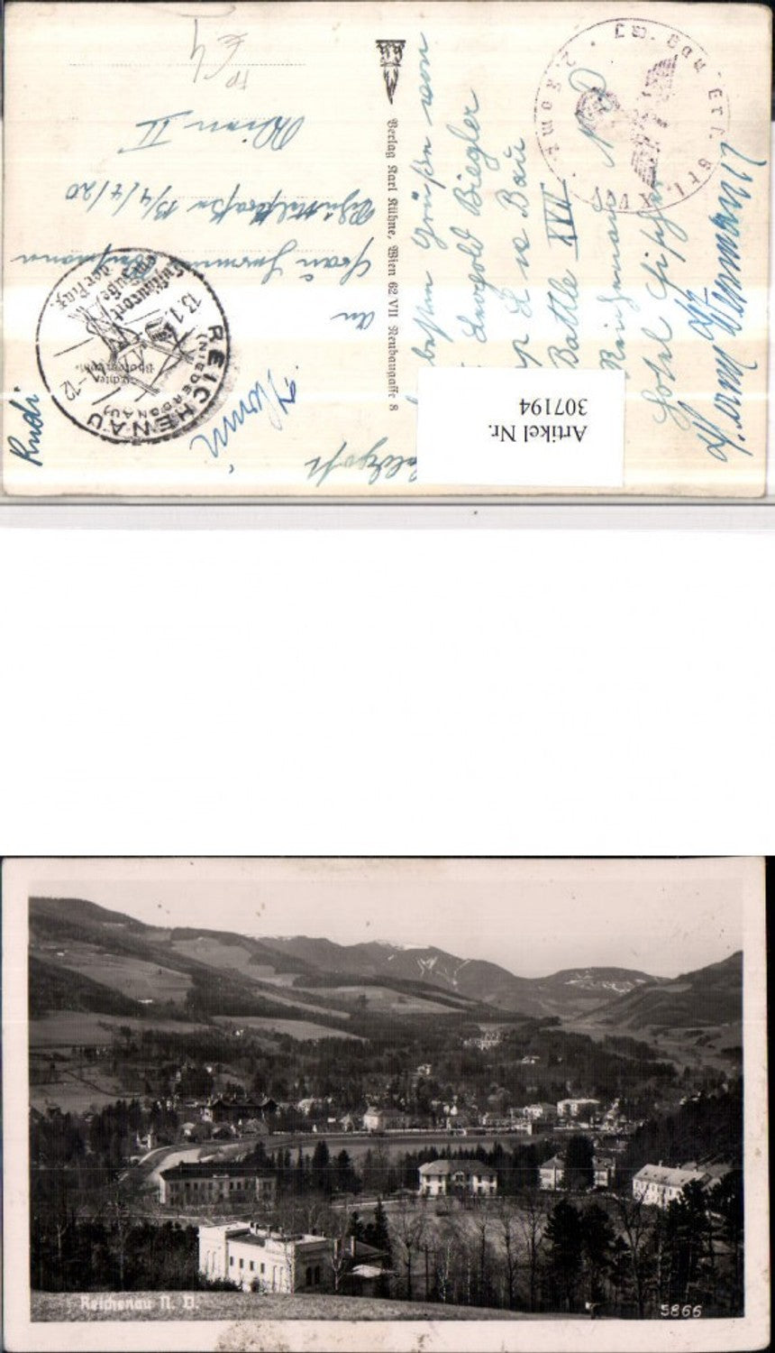 307194,Reichenau an d. Rax Teilansicht Feldpost Landwehr-Bau Ersatz Bataillon XVII 2. Komp.