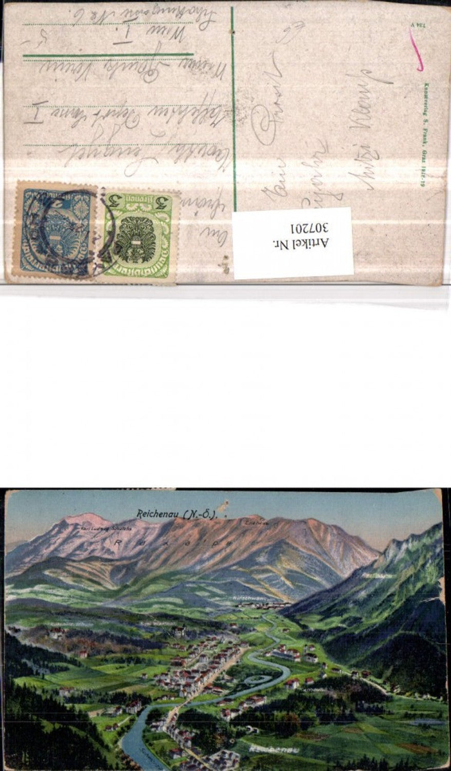 307201,Reichenau an d. Rax Totale m. Hirschwang Bergkulisse