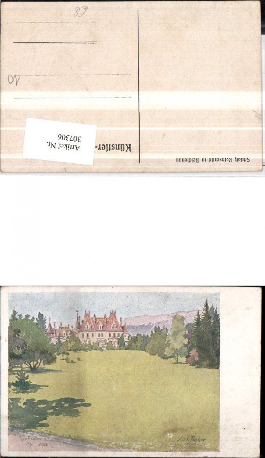 307306,Künstler AK Alex Fischer Reichenau an d. Rax Schloss Rothschild