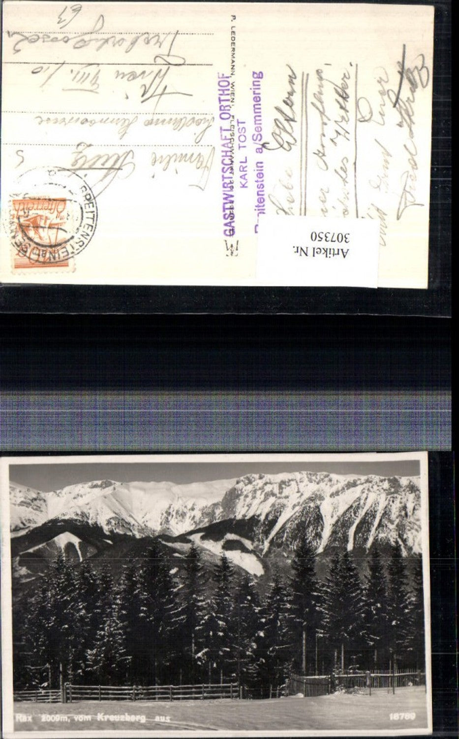 307350,Blick auf Rax vom Kreuzberg b. Breitenstein Bergkulisse Winterbild