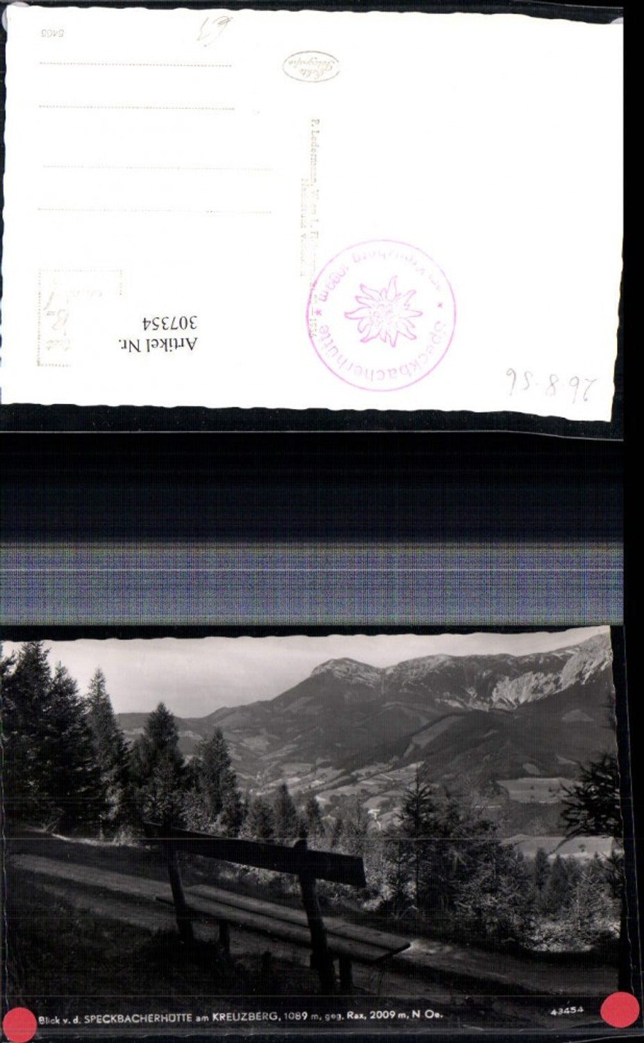 307354,Blick von d. Speckbacherhütte am Kreuzberg b. Breitenstein geg. Rax Bergkulisse