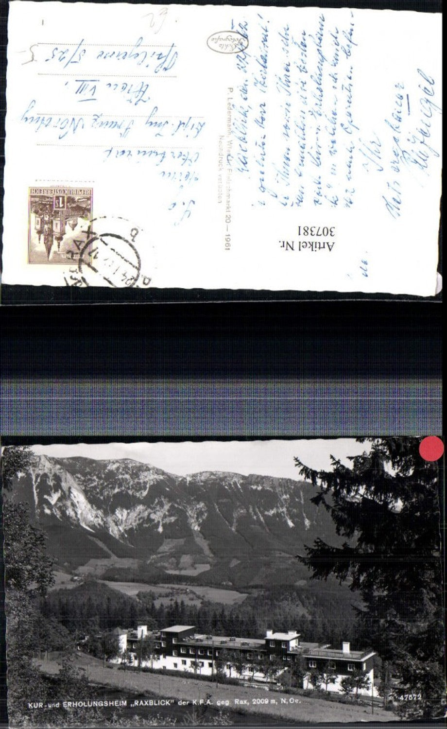 307381,Prein an d. Rax Kur- und Erholungsheim Raxblick geg. Rax Bergkulisse