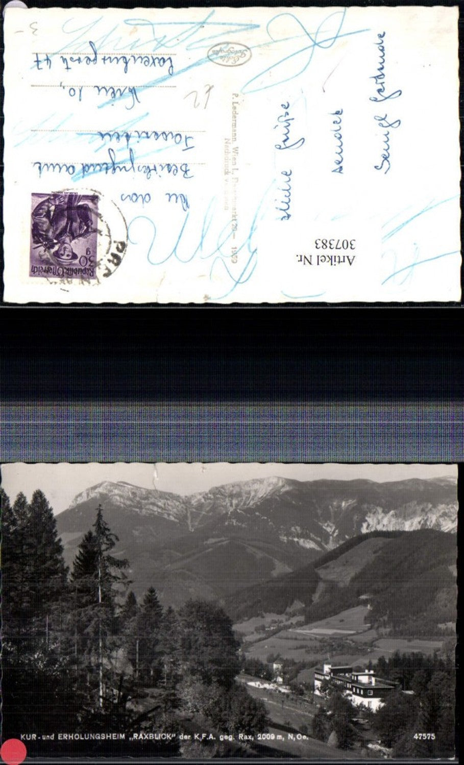 307383,Prein an d. Rax Kur- und Erholungsheim Raxblick geg. Rax Bergkulisse