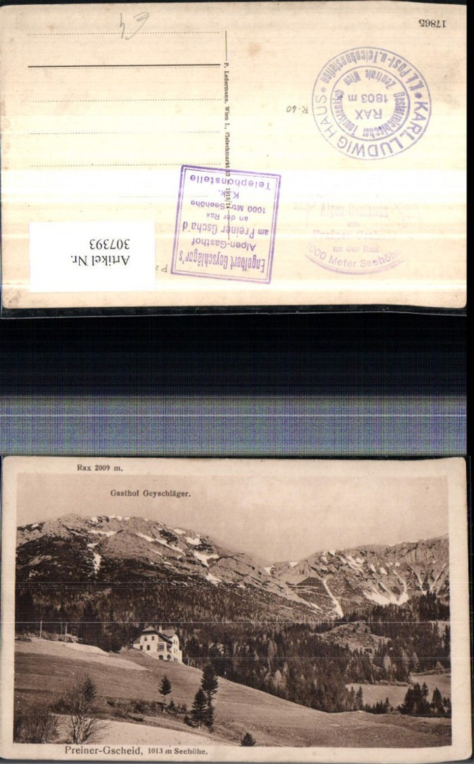 307393,Preiner-Gscheid Gasthof Geyschläger b. Prein geg. Rax Bergkulisse