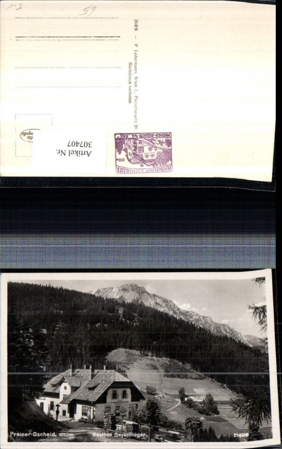 307407,Preiner-Gscheid Gasthof Geyschläger b. Prein Bergkulisse