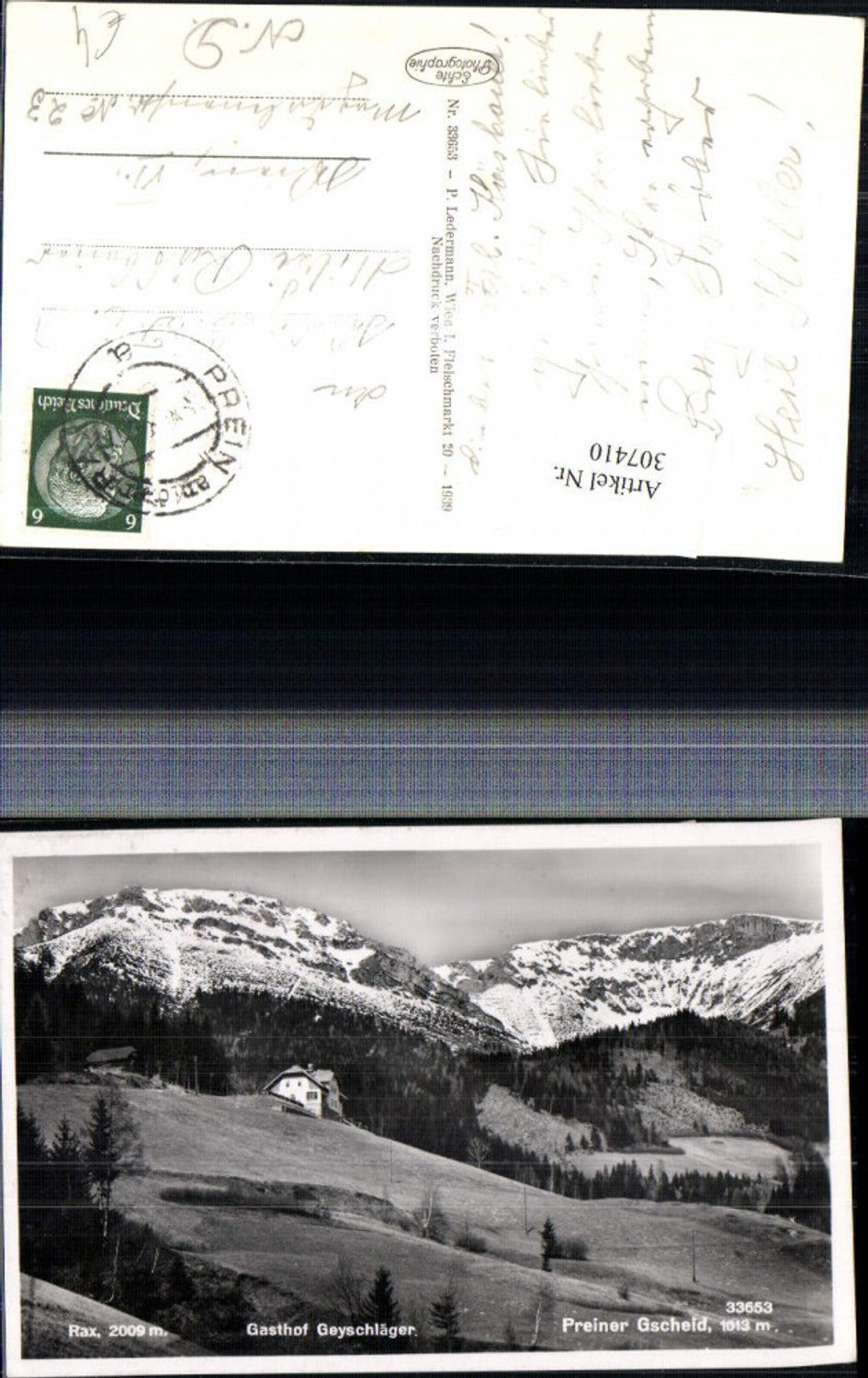 307410,Preiner Gscheid Gasthof Geyschläger b. Prein m. Rax Bergkulisse