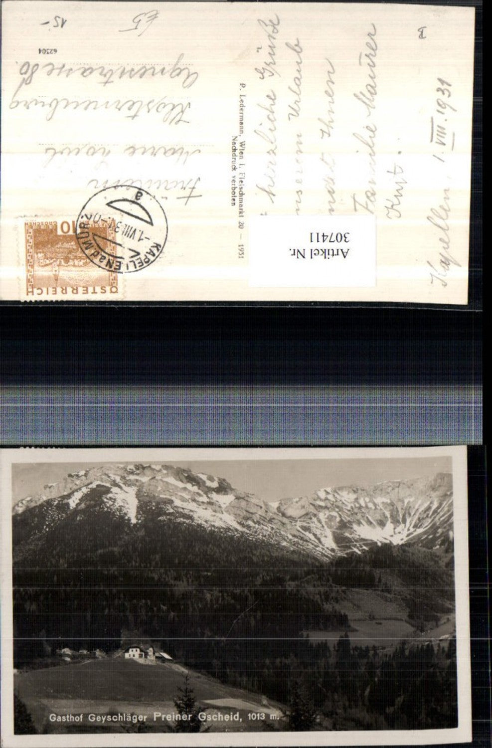 307411,Preiner Gscheid Gasthof Geyschläger b. Prein Bergkulisse