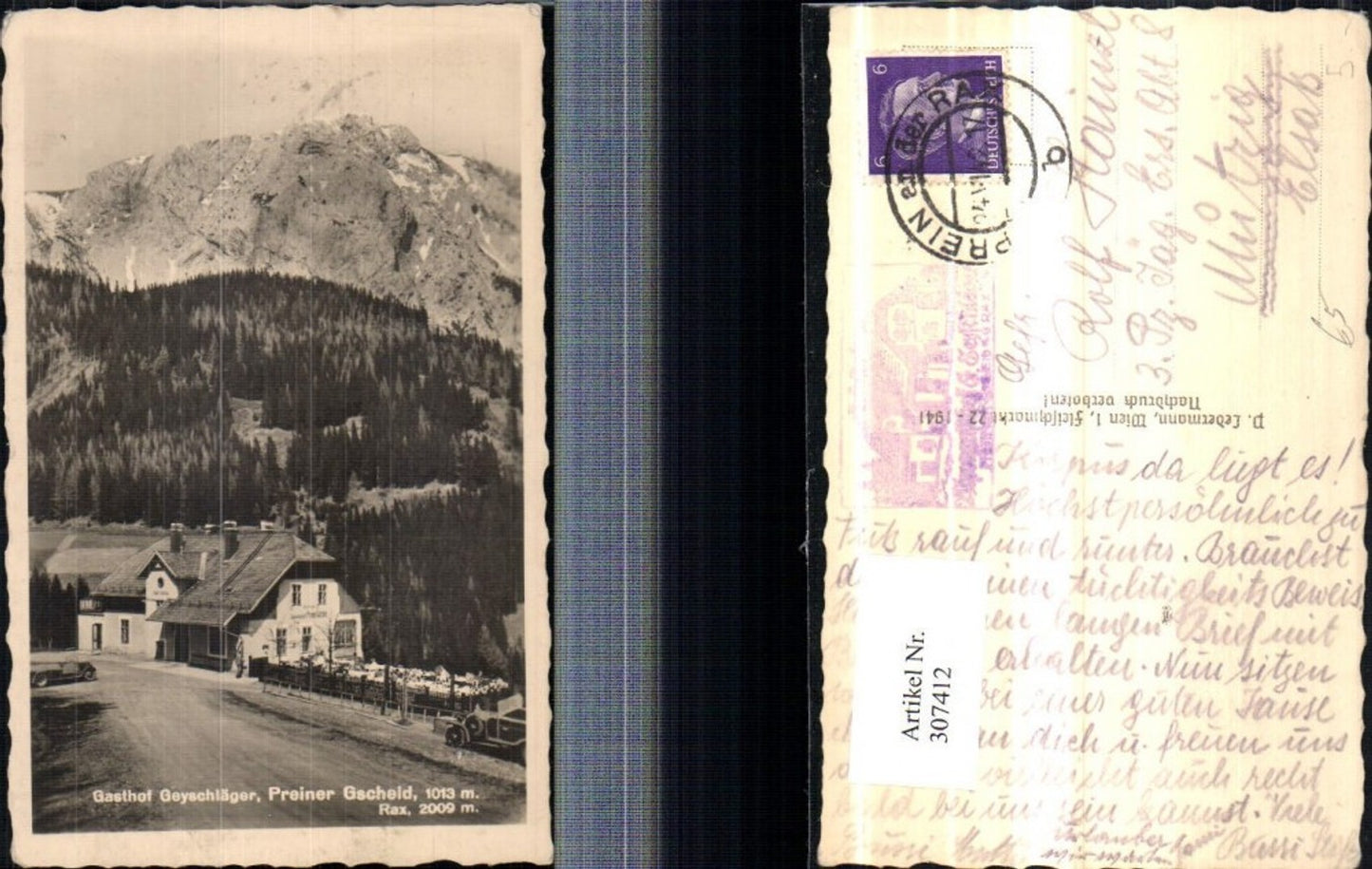 307412,Preiner Gscheid Gasthof Geyschläger b. Prein m. Rax Bergkulisse