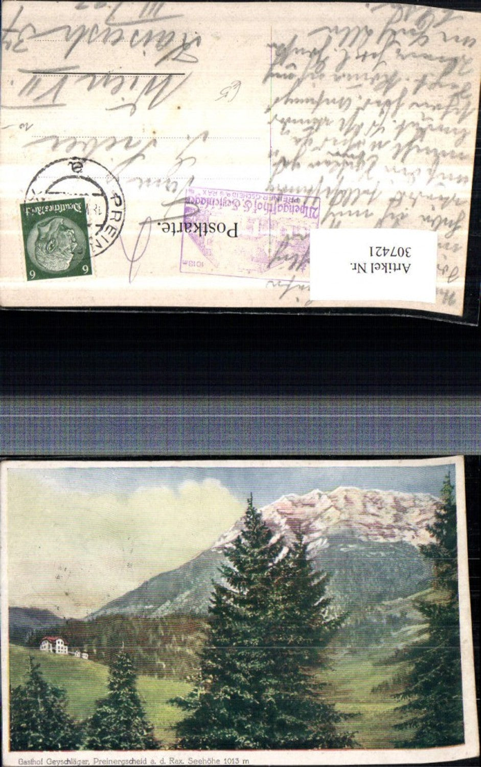 307421,Preiner-Gscheid a. d. Rax Gasthof Geyschläger b. Prein Bergkulisse