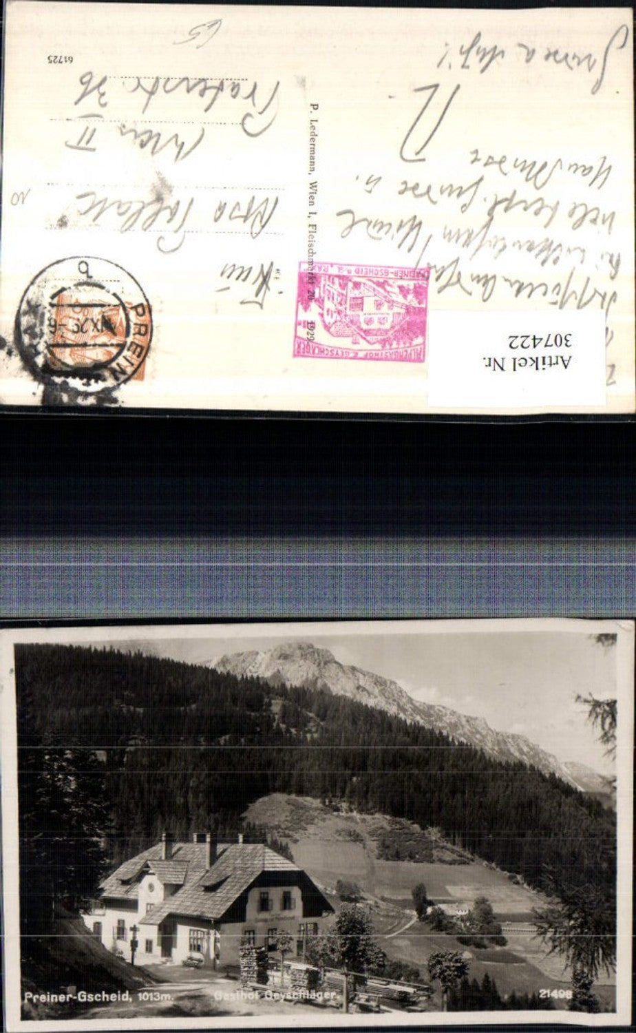 307422,Preiner-Gscheid Gasthof Geyschläger b. Prein an d. Rax Bergkulisse