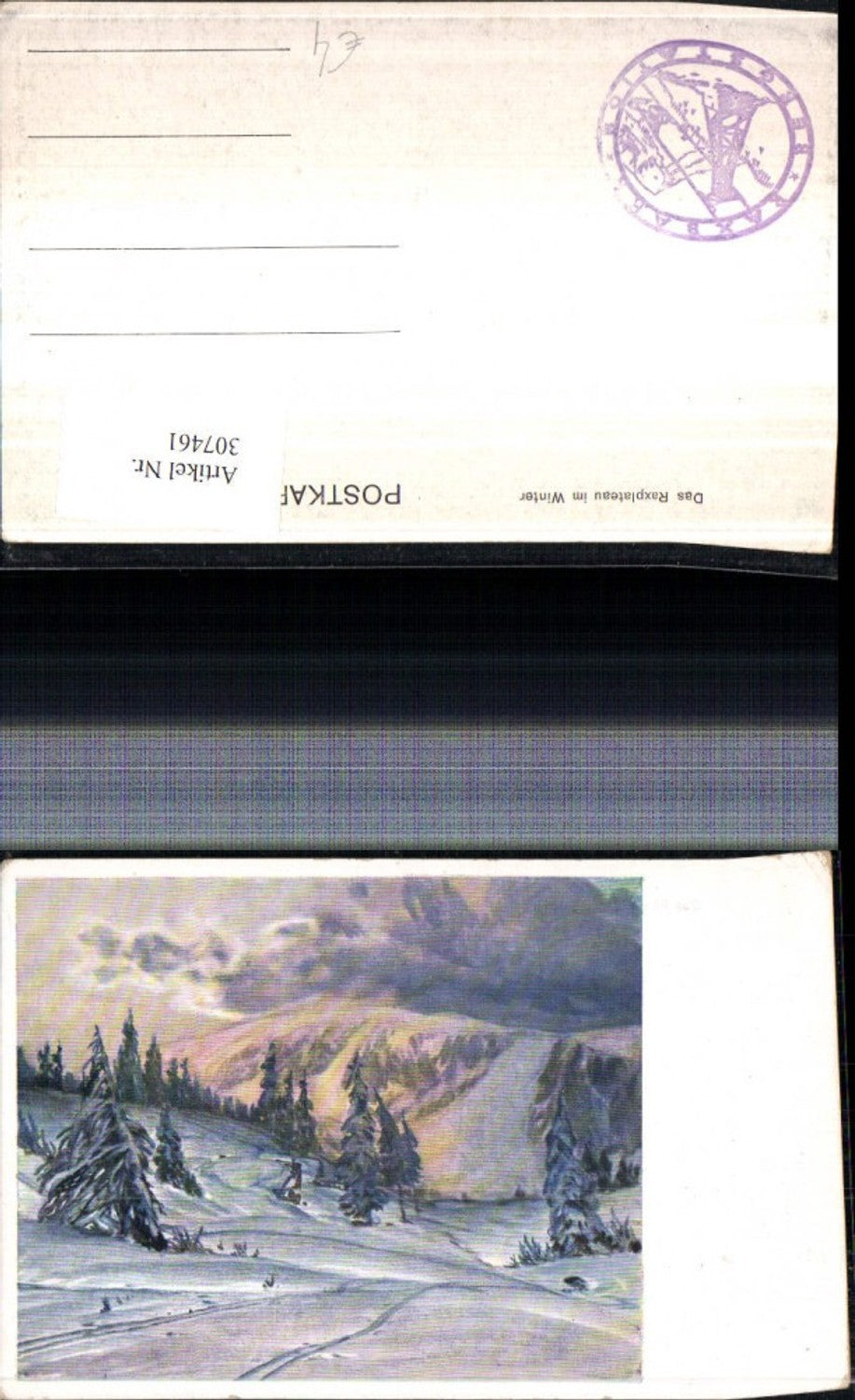 307461,Künstler AK Raxplateau b. Reichenau Prein Bergkulisse Winterbild