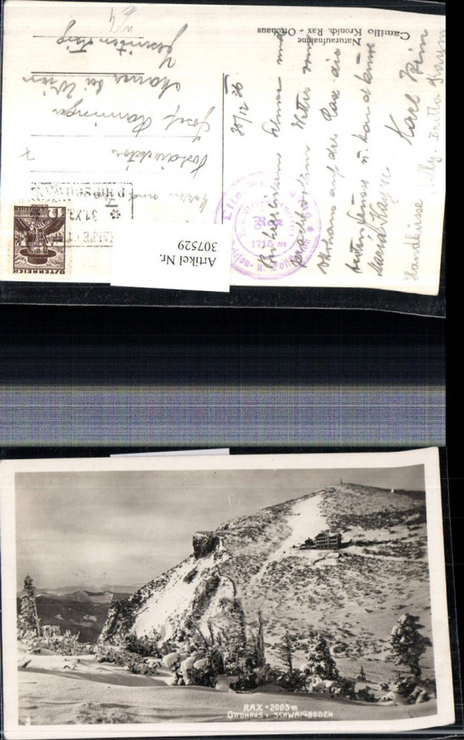 307529,Rax Ottohaus Berghütte vom Schwaigboden b. Reichenau Winterbild