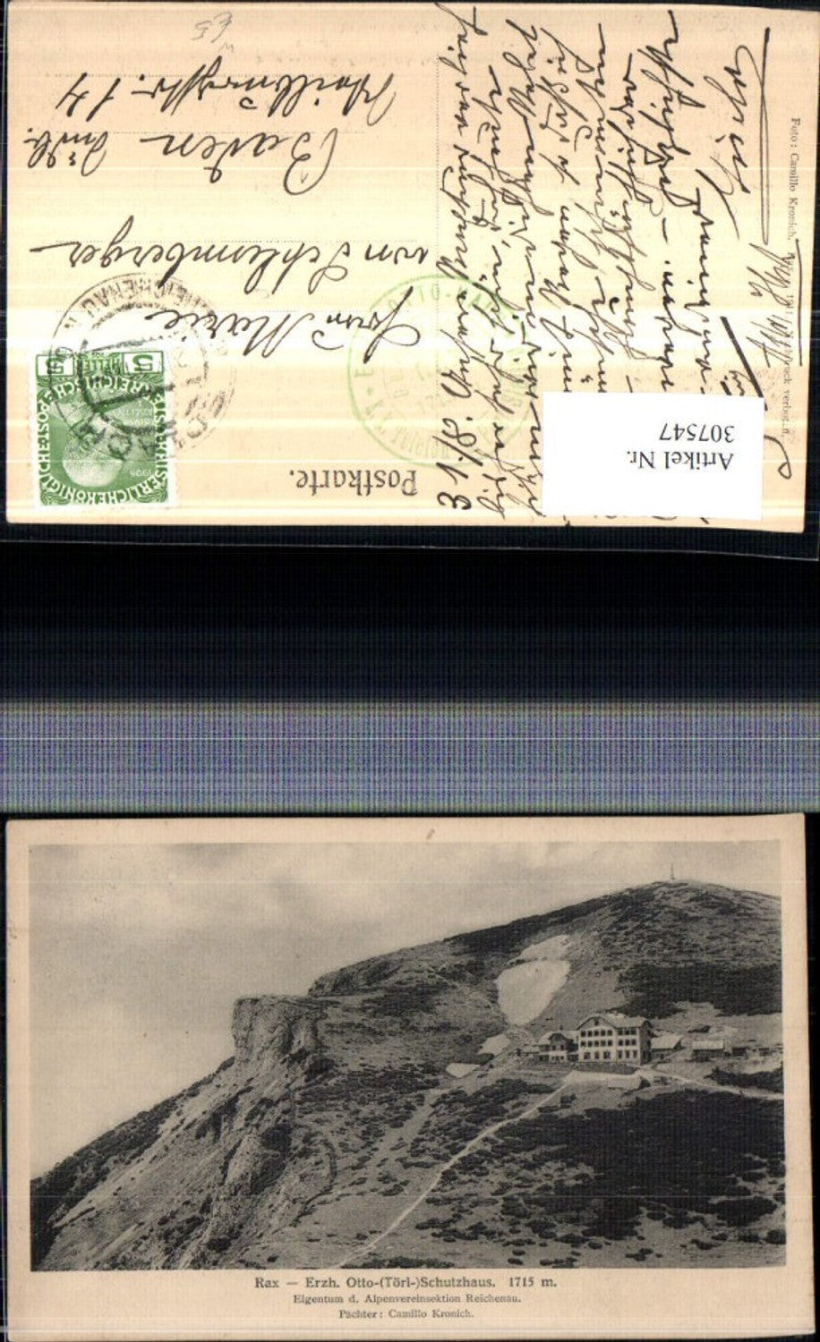 307547,Rax Erzherzog Otto-Schutzhaus Berghütte b. Reichenau