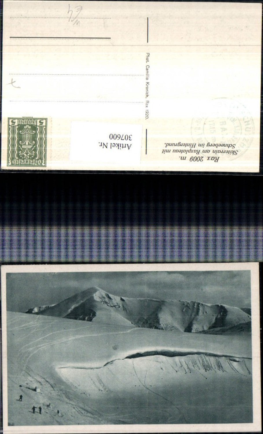 307600,Rax Skiterrain am Raxplateau m. Schneeberg b. Reichenau Bergkulisse Winterbild