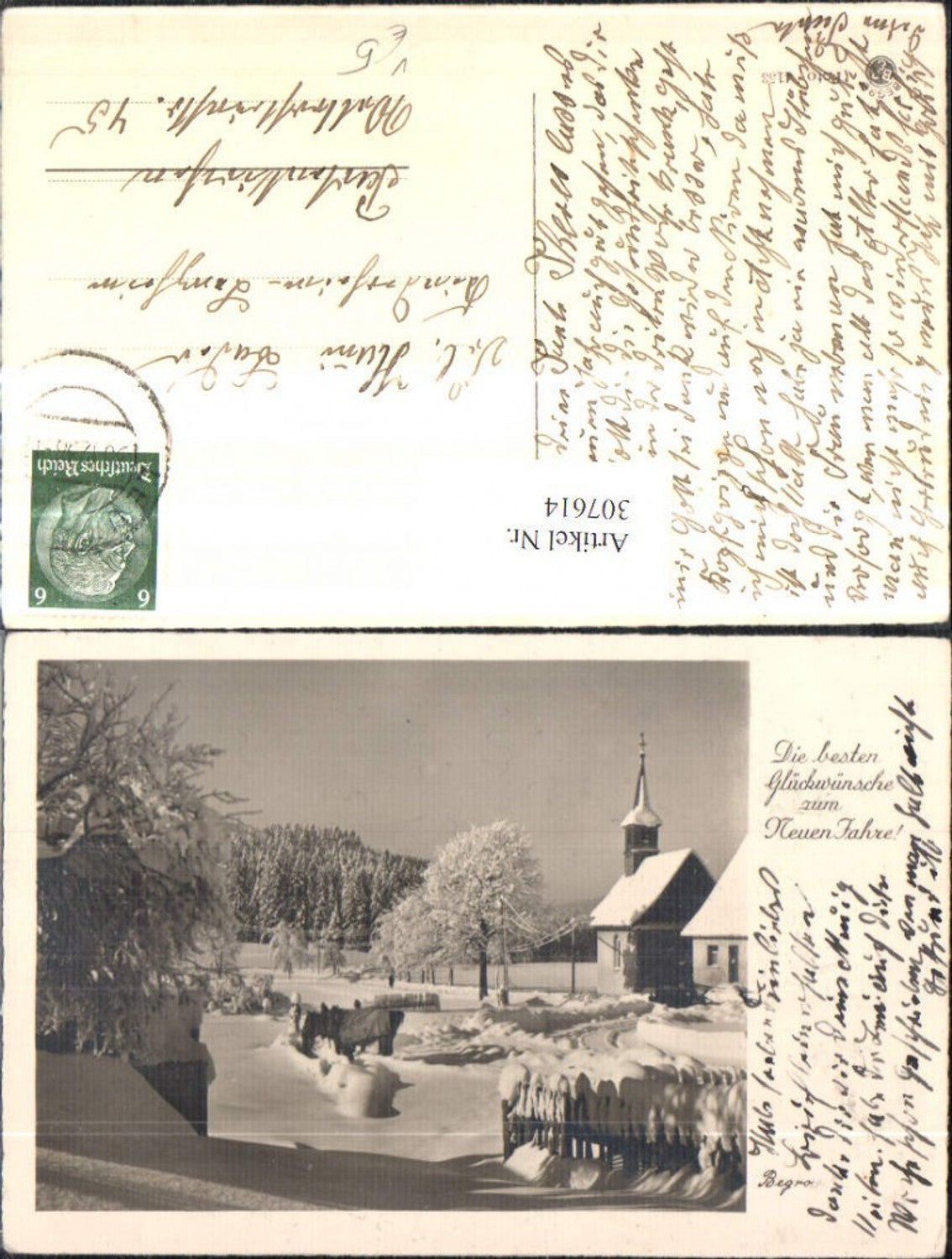 307614,Fotokunst Neujahr Kirche Pferde Winterbild pub Begro 4153