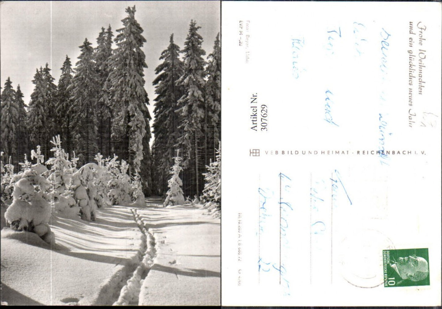 307629,Fotokunst Weihnachten Neujahr Wald Wegpartie Winterbild pub VEB