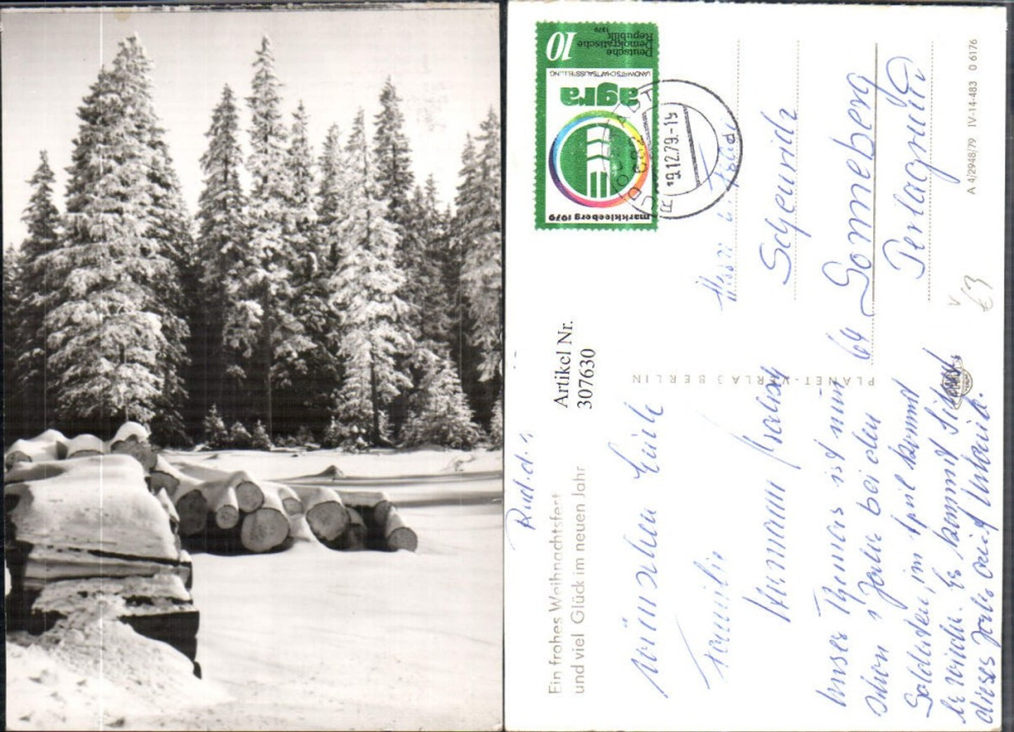 307630,Fotokunst Weihnachten Neujahr Wald Holzstämme Winterbild pub Planet-Verlag Berlin