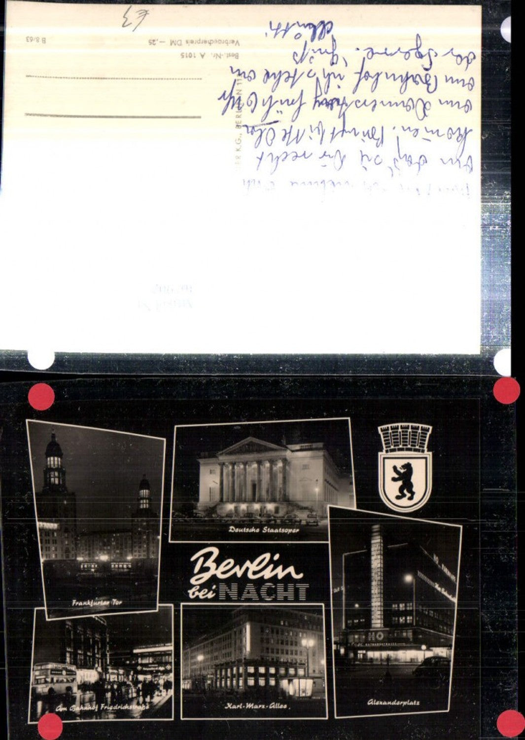 307902,Berlin b. Nacht Alexanderplatz Frankfurter-Tor Deutsche Staatsoper Bahnhof Mehrbildkarte