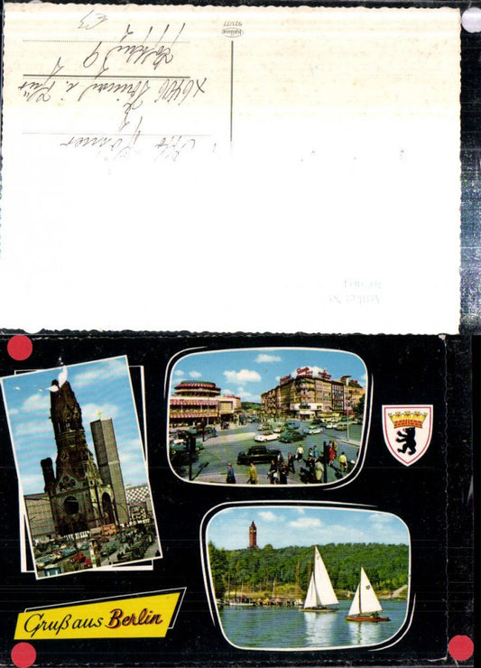 307904,Gruß aus Berlin Kaiser-Wilhelm-Gedächtniskirche Wannsee Segelboote Mehrbildkarte