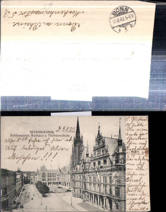 307959,Wiesbaden Schlossplatz Rathaus u. Töchterschule Schule
