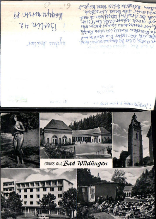 307966,Bad Wildungen Nymphe Statue Wandelhalle Kirche Kurkonzert Sanatorium Mehrbildkarte