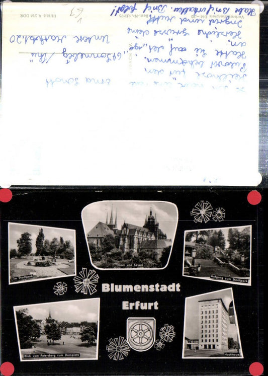 307986, Erfurt Cathedral and St. Severus Church, high-rise building, city park, cathedral square, multi-image postcard, VEB 9/2175