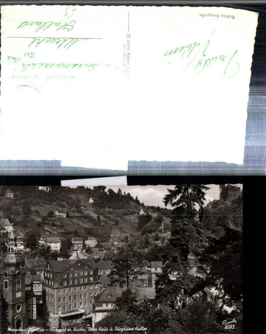 308069,Monschau in d. Eifel Teilansicht Evangelische Kirche Rotes Haus u. Burgruine Haller