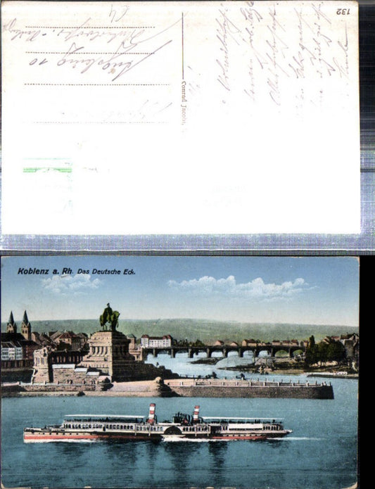 308100,Koblenz am Rhein Das Deutsche Eck Denkmal Dampfer